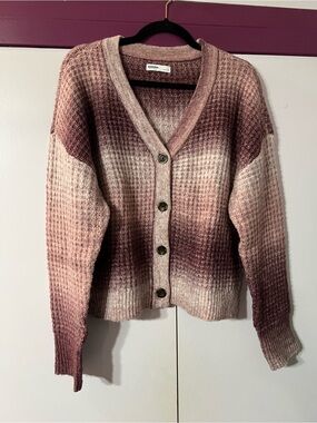 Waffle Knit Ombre Cardigan in Mauve-Pink - Sonoma